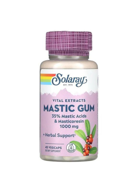 Экстракт мастиковой смолы, Mastic Gum Extract,, 1000 мг, 45 растительных капсул 2153 Solaray (364195089)