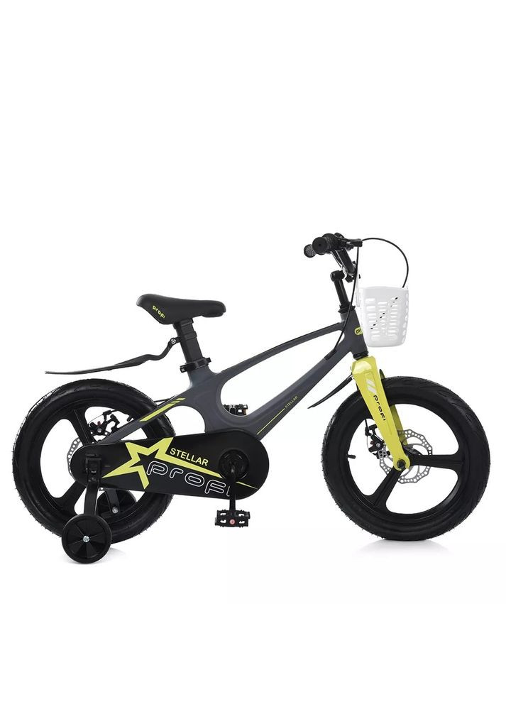 Велосипед дитячий PROFI 18 дюймів STELLAR з бічними колесами магнієва рама та вилка кошик дискові гальма Сірий (MB 181020-3) PROF1 (363263530)
