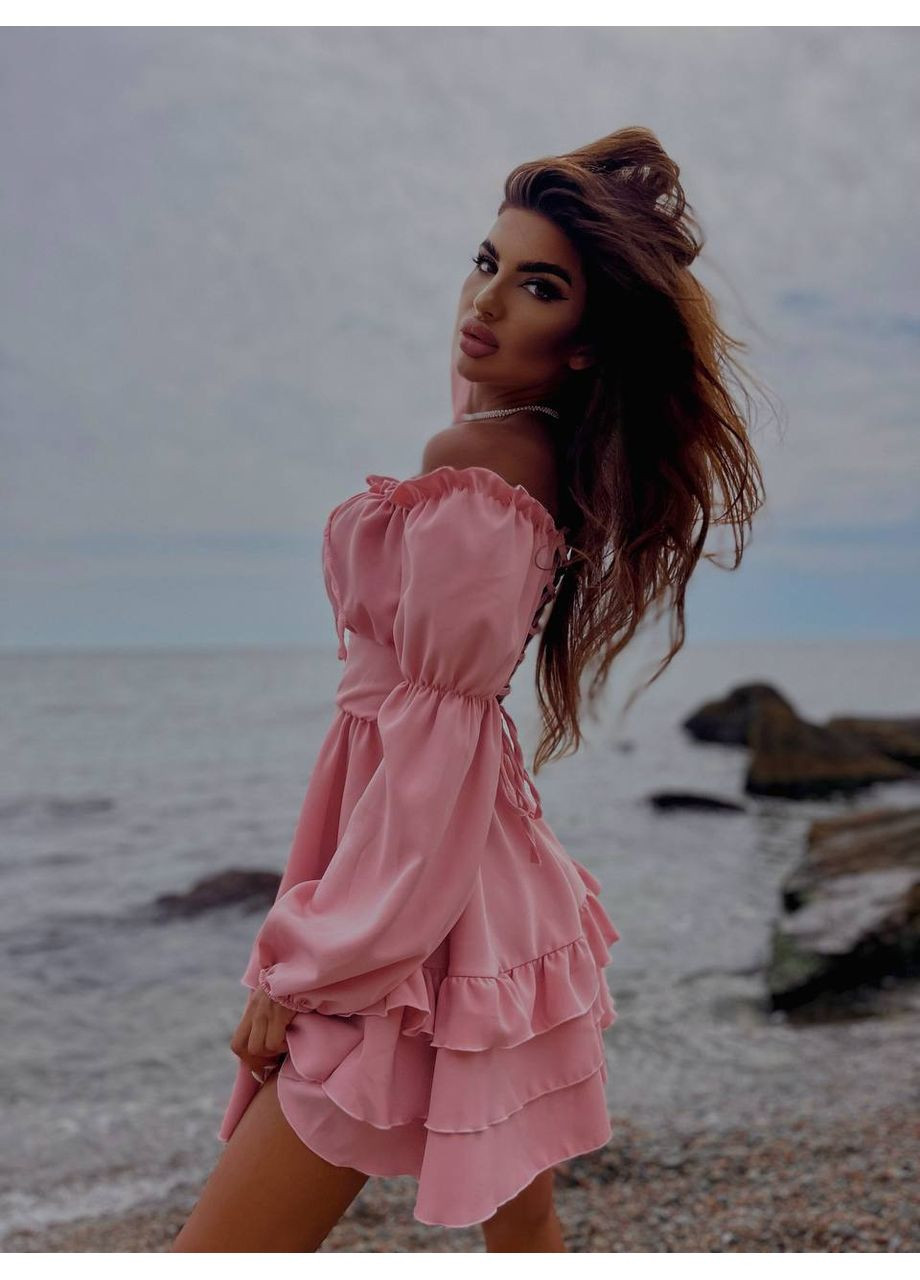 Пудрова повсякденний жіноча сукня No Brand однотонна