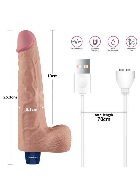 Мультишвидкісний вібратор Real Softee Rechargeable Vibrating Dildo 10.0 Lovetoy (381049588)