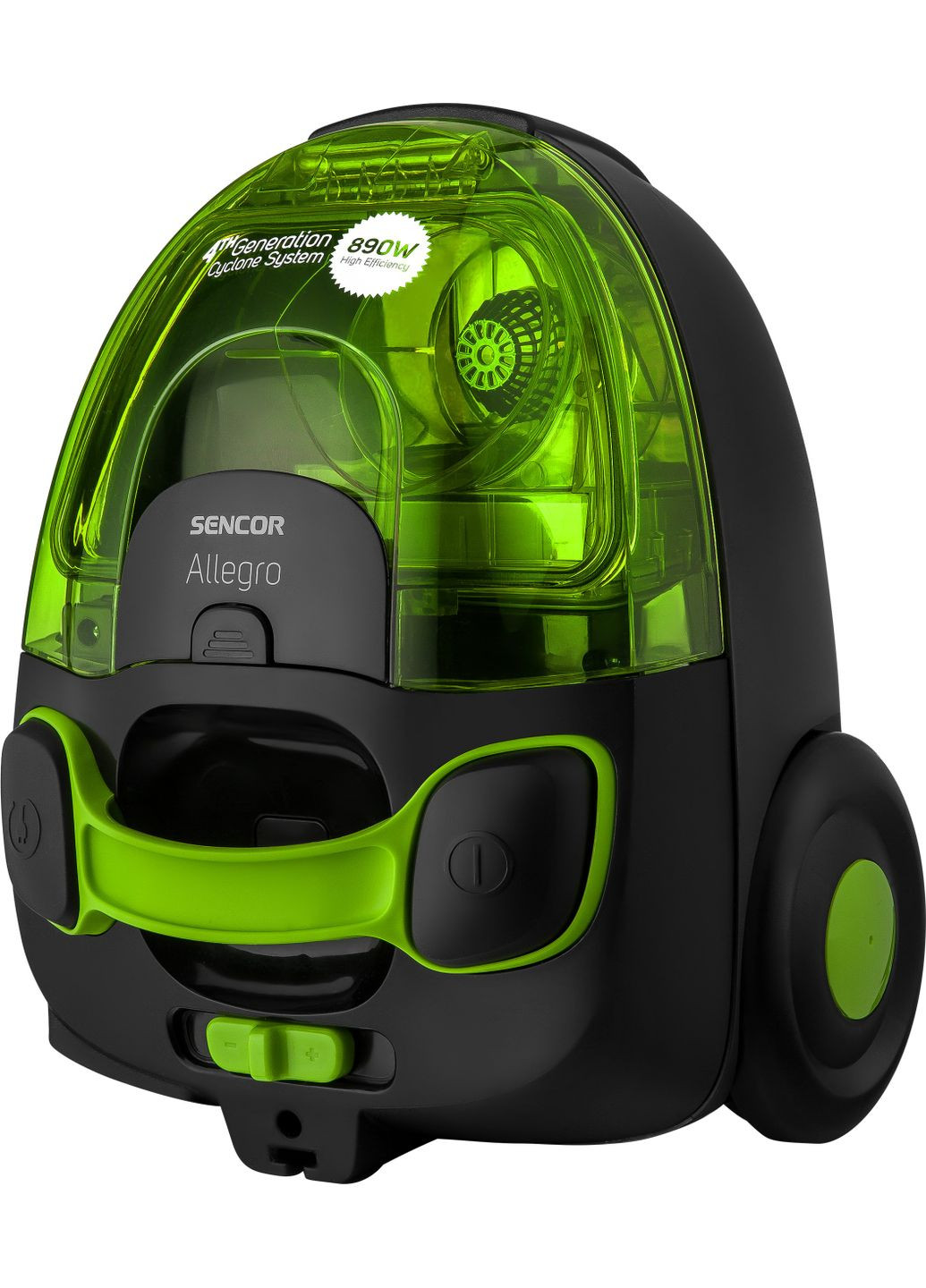 Пылесос контейнерный Allegro, 890Вт, конт пыль 1,5л, НЕРА, черно-зеленый Sencor (315600383)