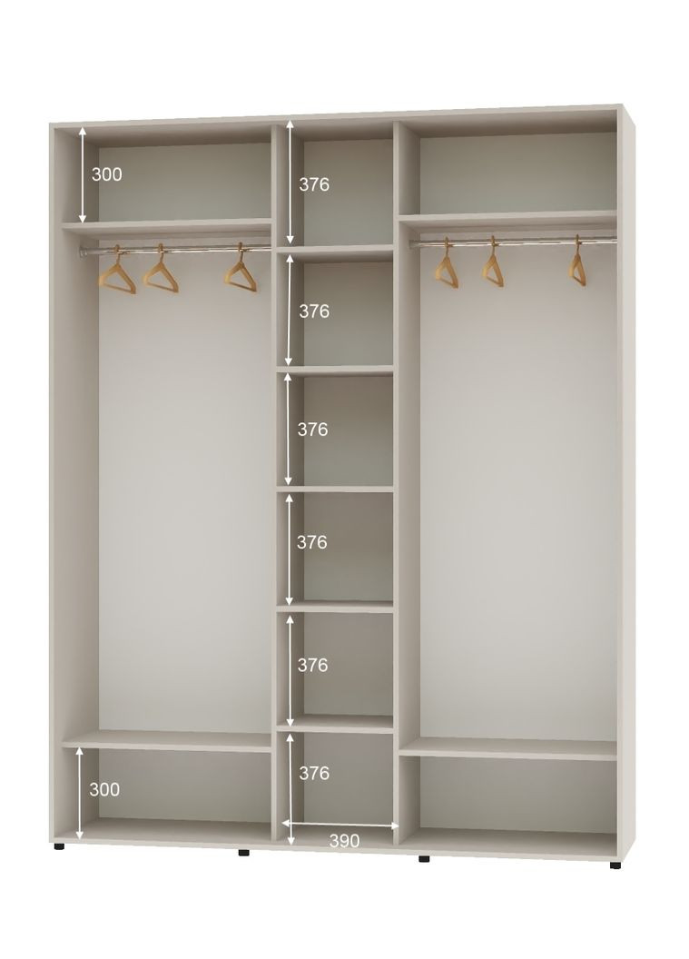 Шкаф-купе трехдверный 200*60*220 Кашемир ДСП/Зеркало/ДСП ШК-04 Алекса (360468482)