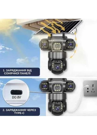 Вулична 4G камера відеоспостереження Xiaovv з сонячною панеллю, 3MP, гібридний 10-кратний зум, нічне бачення, PIR-датчик руху No Brand (393963307)