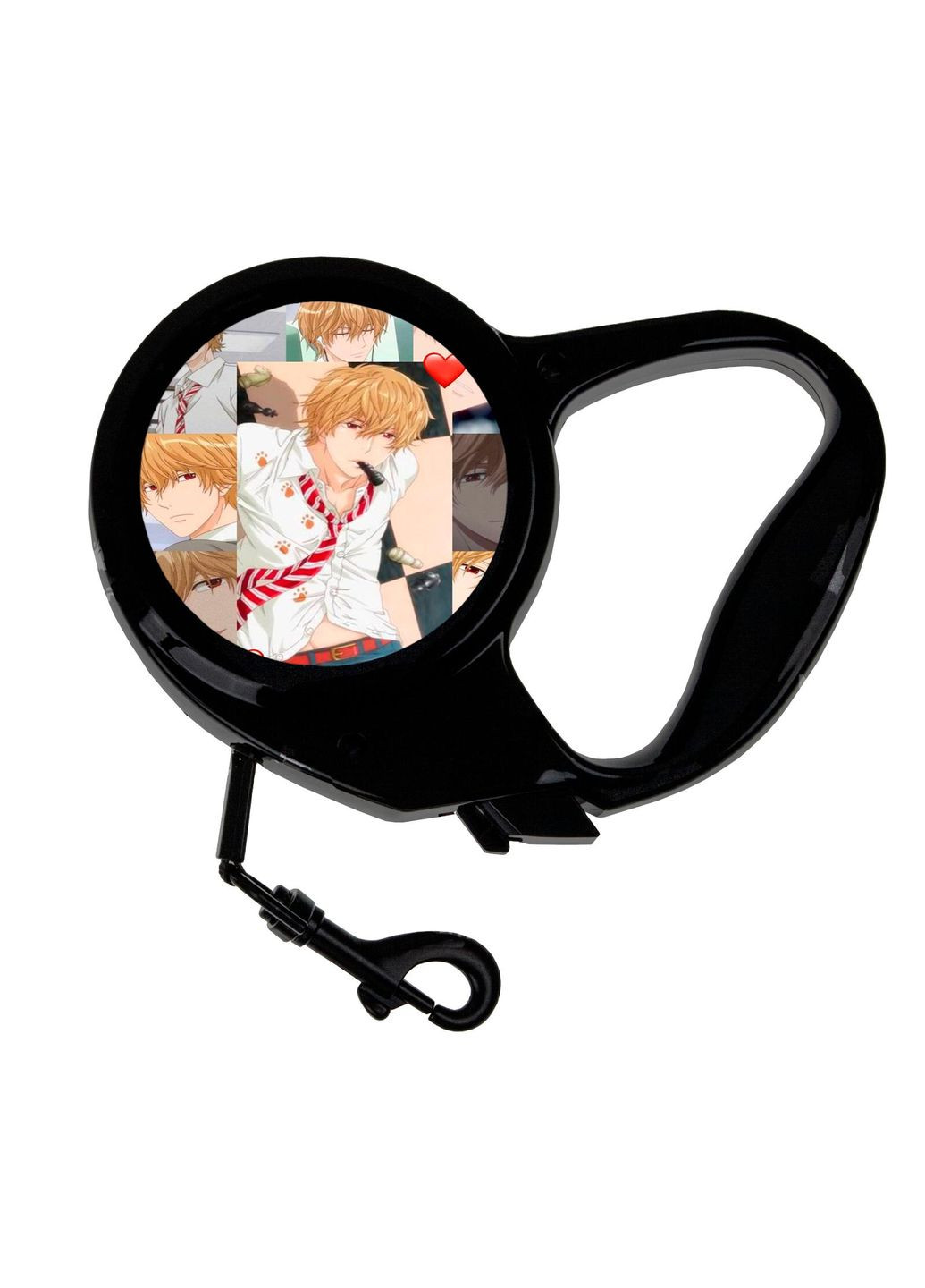 Поводок-рулетка для животных с принтом Аниме Волчица и Черный Принц #0002 3 м черный No Brand (309156239)