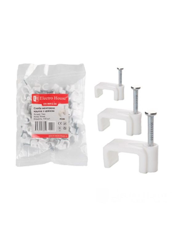 Клипса монтажная с гвоздем плоская, 100 шт. Electro House (346089194)