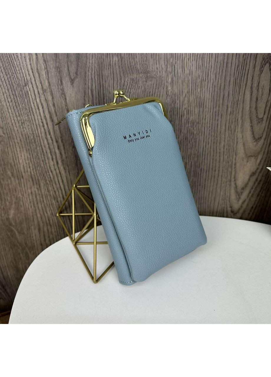 Маленькая женская сумочка клатч на плечо экокожа голубая с ремешком ProDobro (363258944)