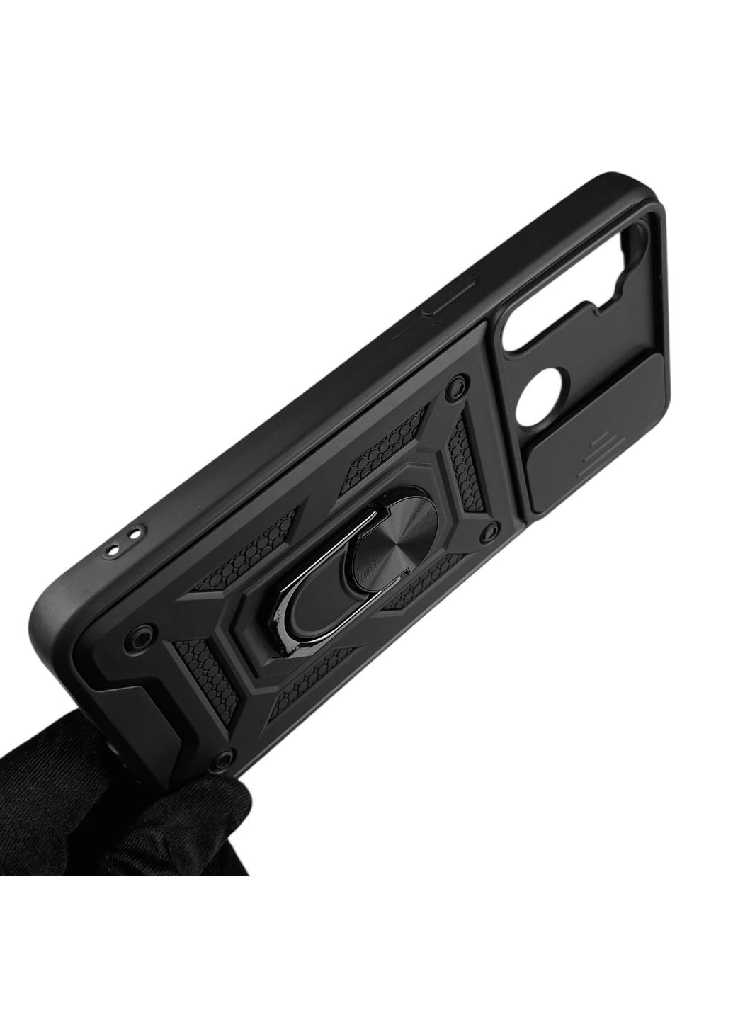 Чехол для C3 бронированный с кольцом-держаталем со шторкой на реалми C3 черный rg1 Realme (366227745)