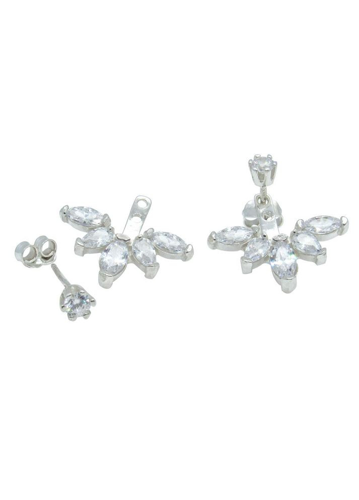 Срібні сережки джекети "Рішучість" No Brand (350667184)