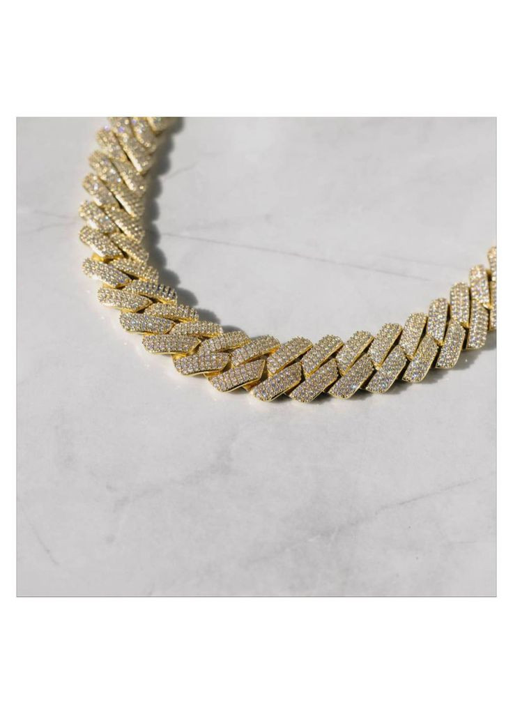 Цепь кубинская золотая No Brand Cuban Bling Chain 57 см (356677727)