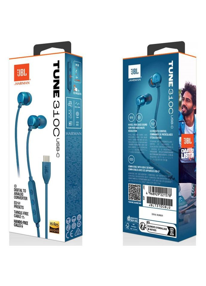 Навушники з мікрофоном Blue (JBLT310CBLU) JBL Tune 310C (319534724)