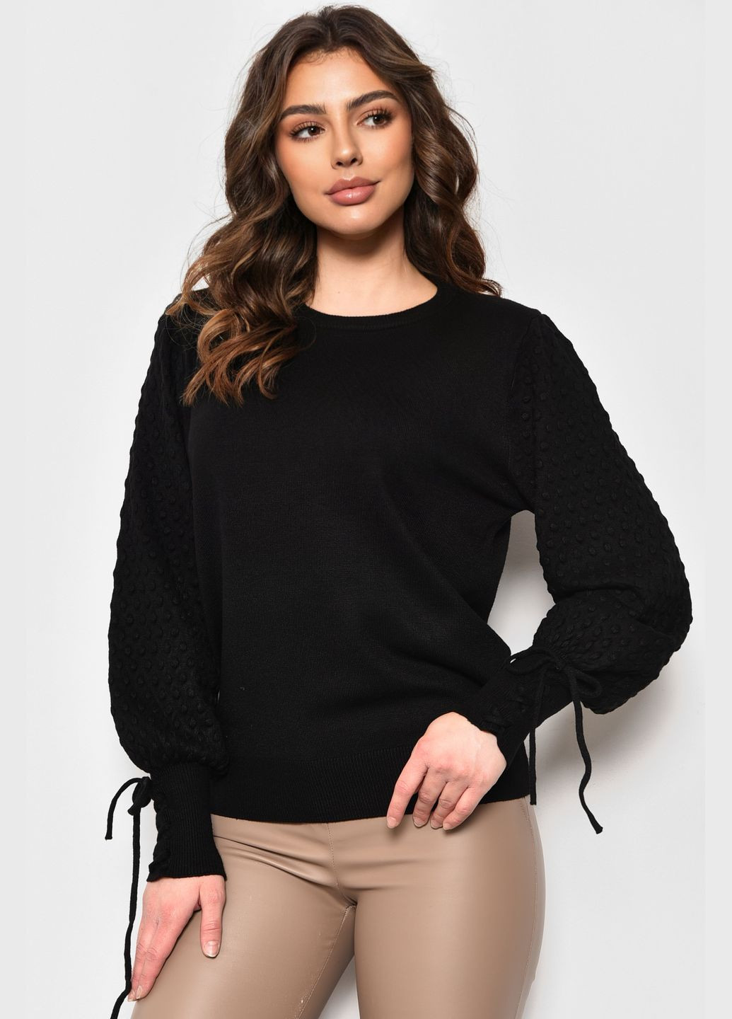 Черный зимний свитер женский черного цвета пуловер Let's Shop