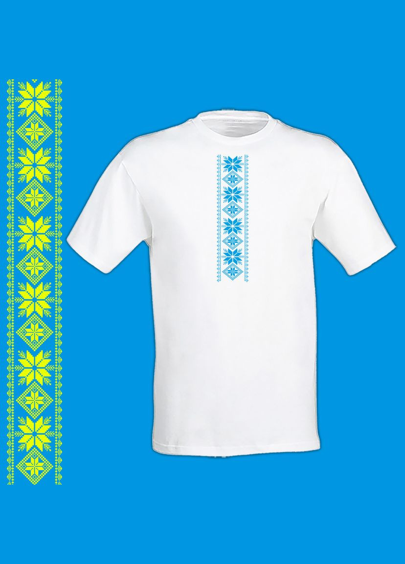 Футболка - вишиванка з принтом "Український орнамент (блакитний)" Кавун футболка (316287607)