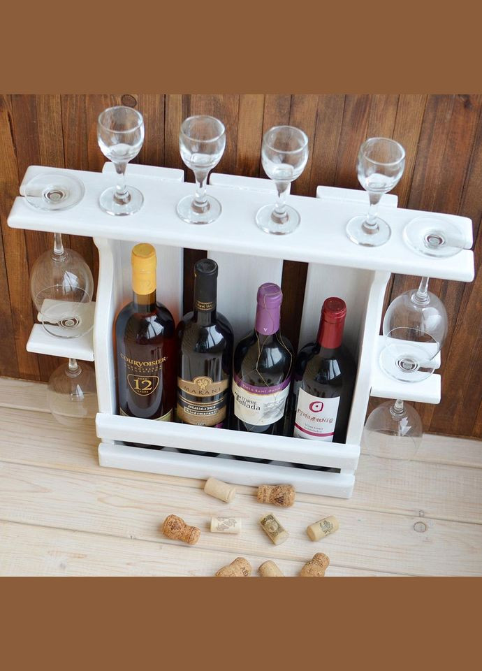 Настенная винная полка из дерева Накагута 4 зефир (ПНК-408820) No Brand (327425464)