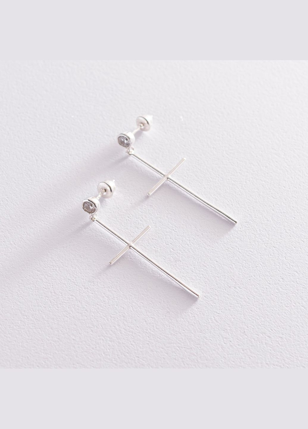 Срібні сережки Хрести з фіанітами 123019 Oniks (264024431)