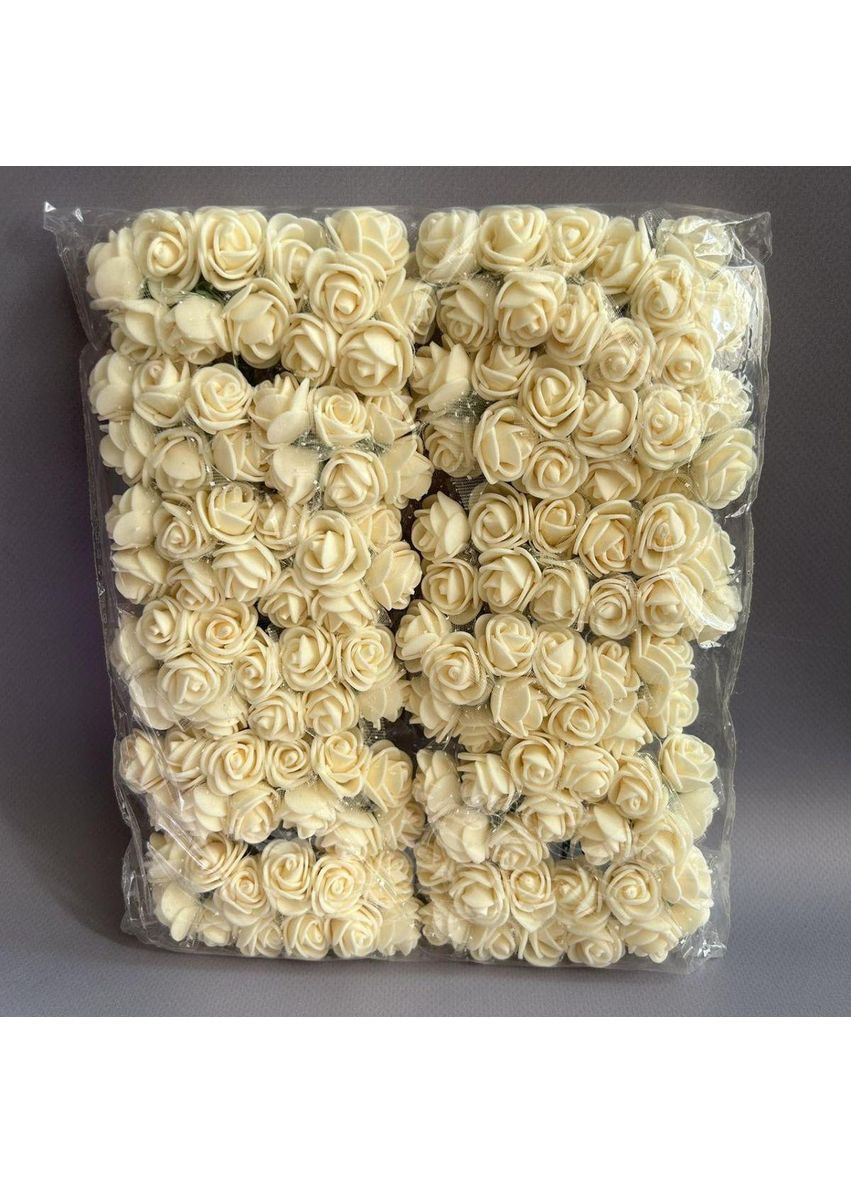Трояндочки з фатином з фоамірану (144шт) Айворі з розовинкою Plus-plus (352745819)