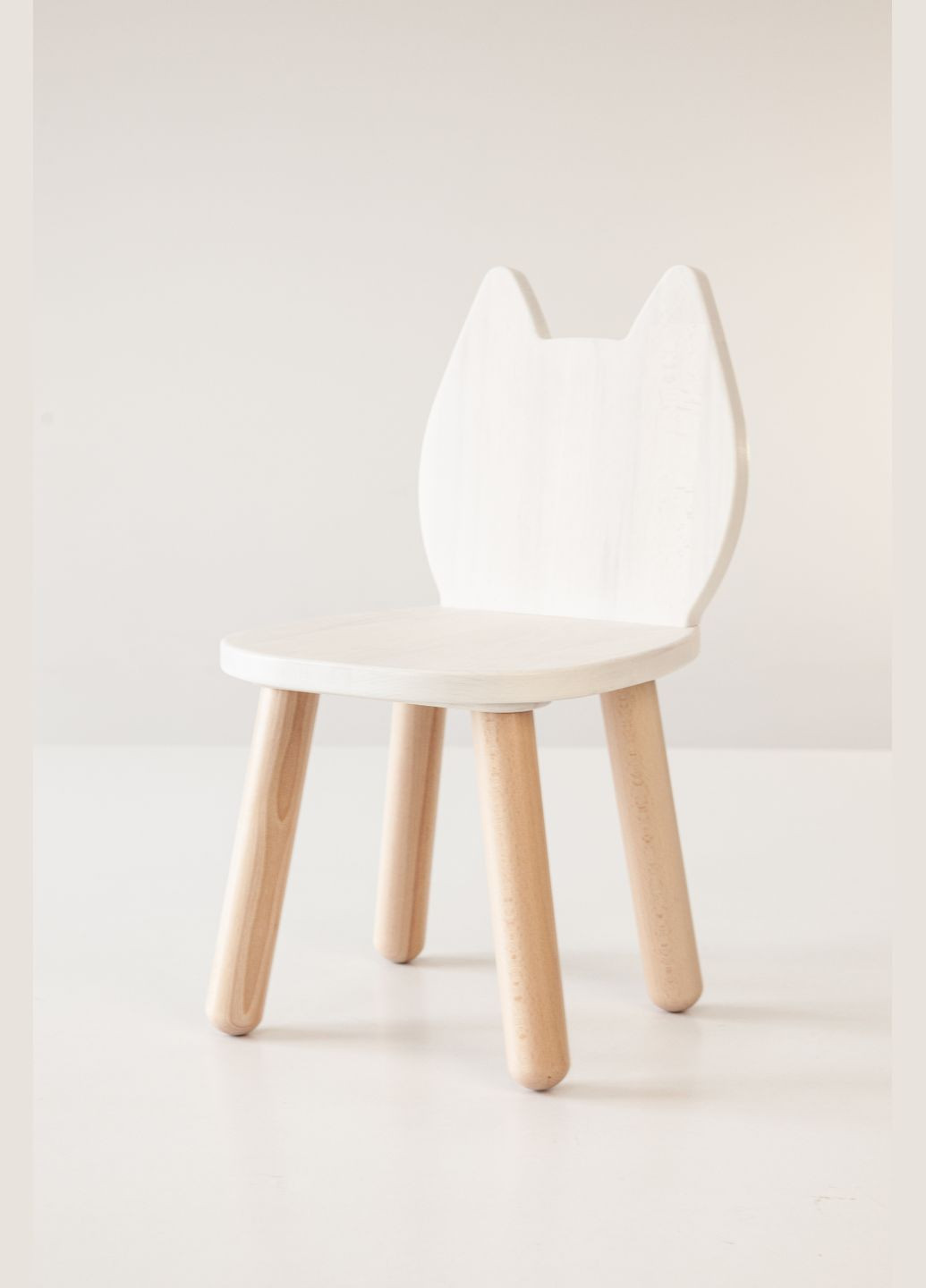 Дитячий деревяний стільчик для дітей 2-4 років Котик Білий Tatoy (336184062)