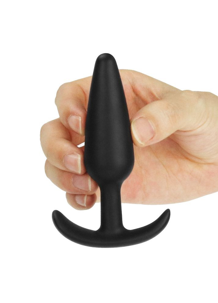 Анальна пробка силіконова чорна 10 х 2,5 см якір вузька ручка підходить для носіння Anal Plug Size S Lovetoy (317747711)