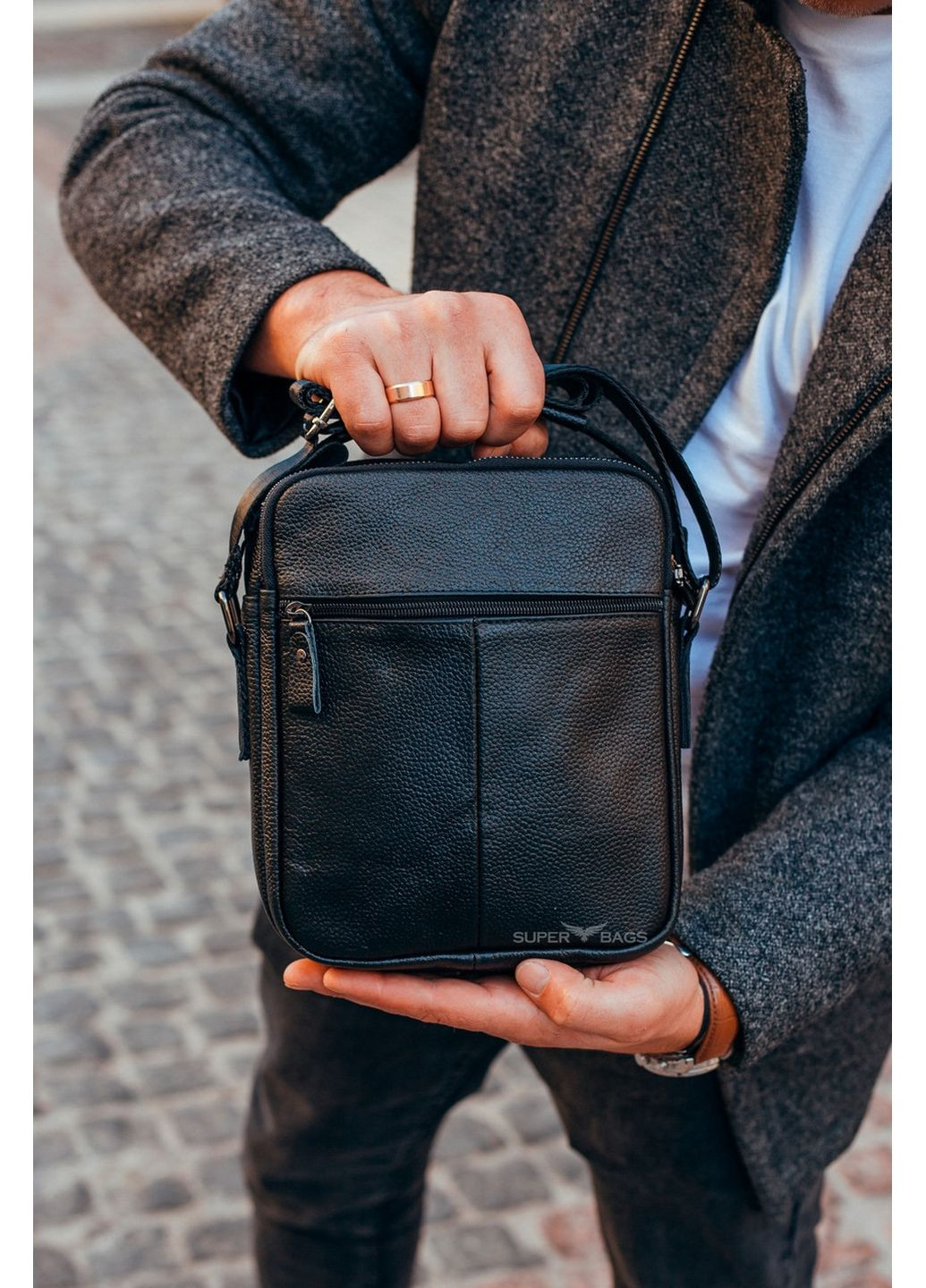 Мужская кожаная сумка 24х21х6 см Tiding Bag (315873366)