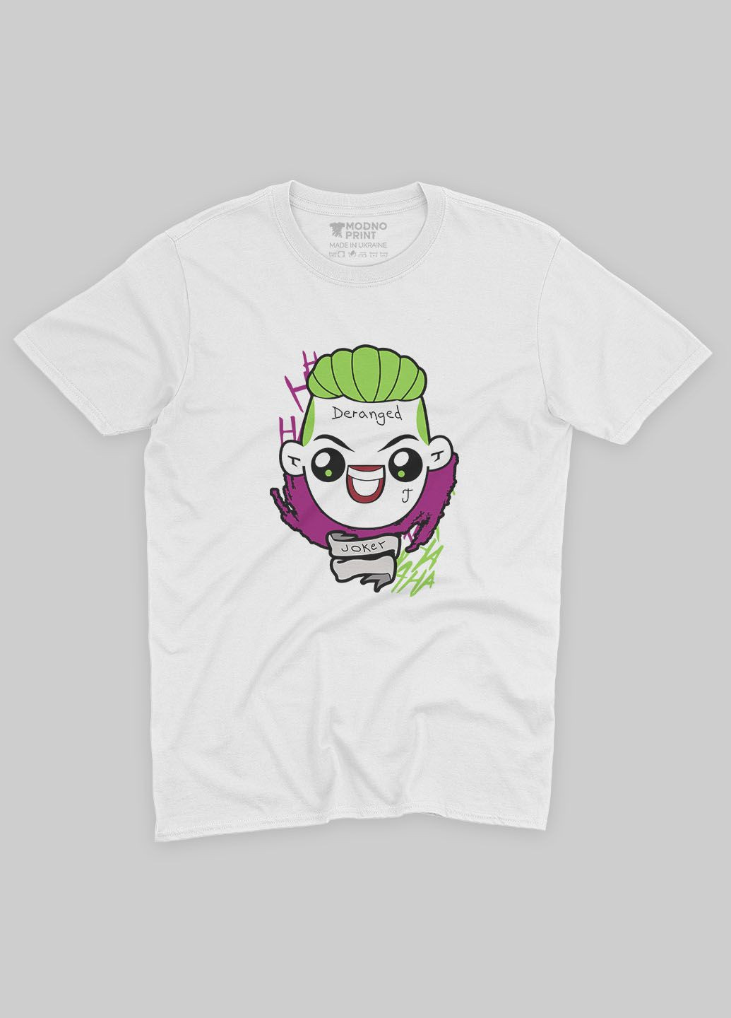 Біла чоловіча футболка з принтом суперзлодія - джокер (ts001-1-whi-006-005-012) Modno