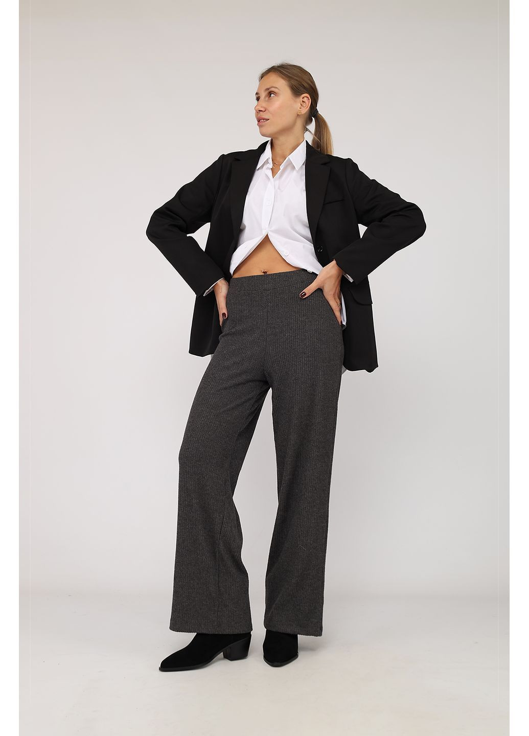 Штани широкі жіночі колір графіт CB-00284467 Yuki (362413458)