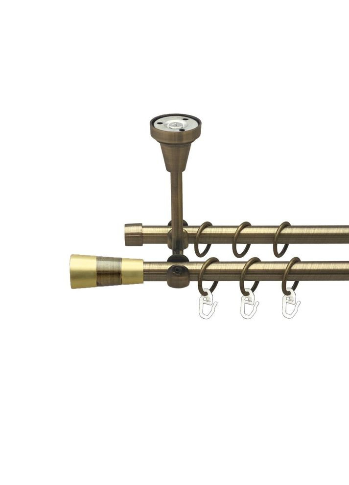 Карниз Валео металлический двухрядный открытый до стели гладкая труба Антик 16\16 мм 160 см (00-00016867) ORVIT (300278135)