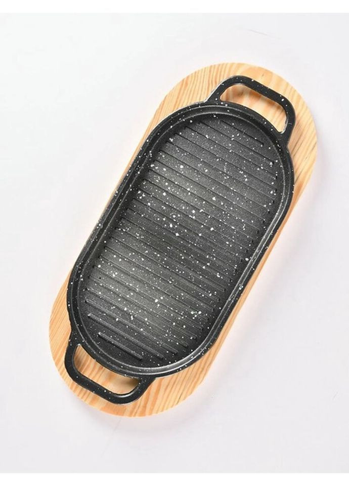 Сковорода-гриль чавунна на підставці EB-18414 30,5x16,6x2,0 см чорна Edenberg (335716517)