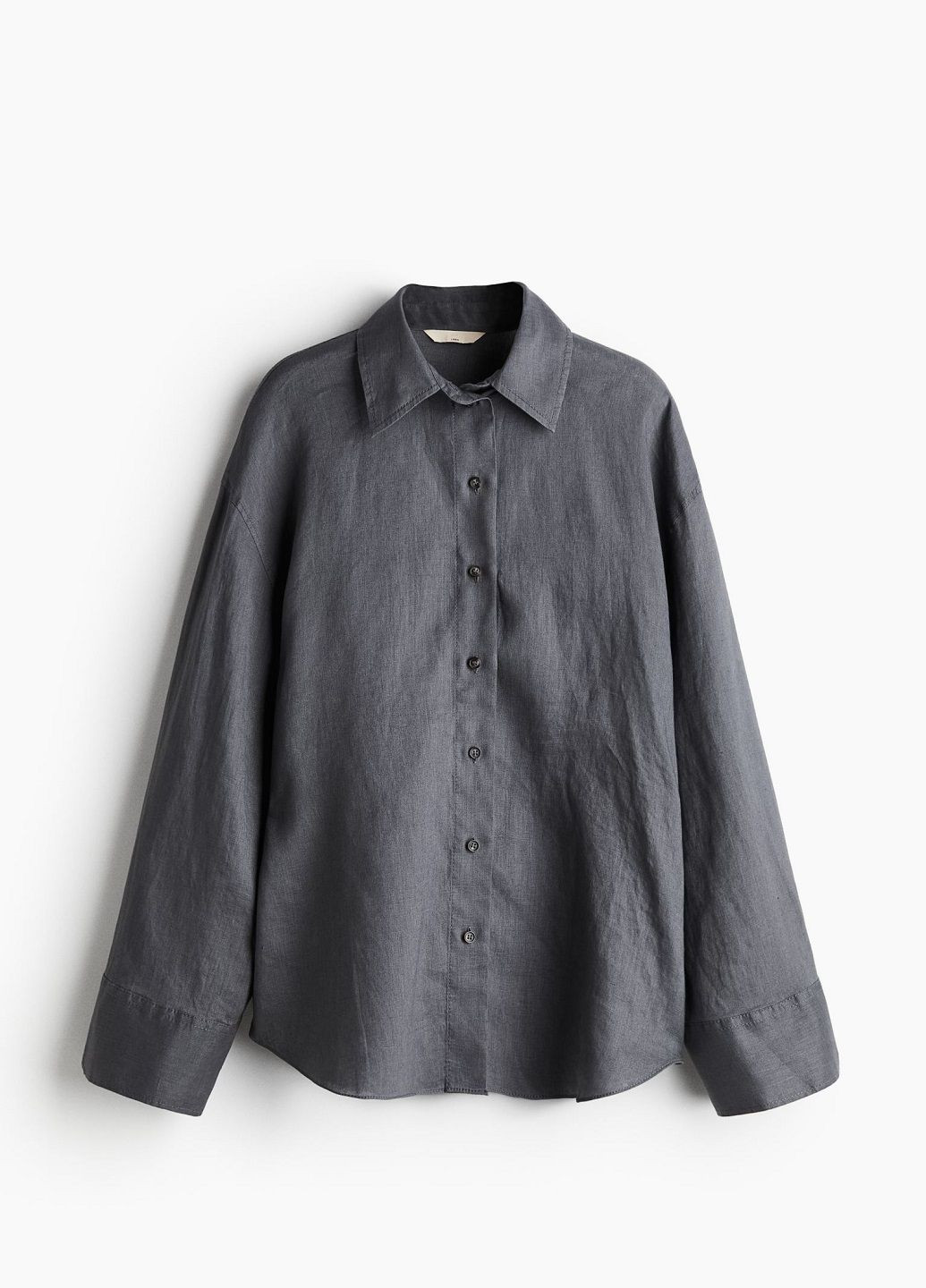Темно-серая классическая рубашка однотонная H&M