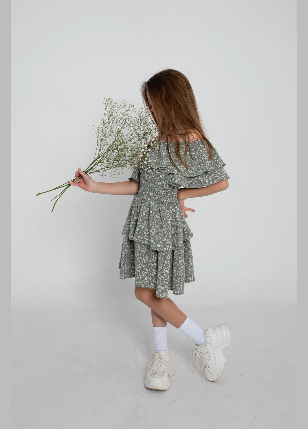 Комбинированное платье майя (крепдешин) оливковый Cvetkov (299339294)