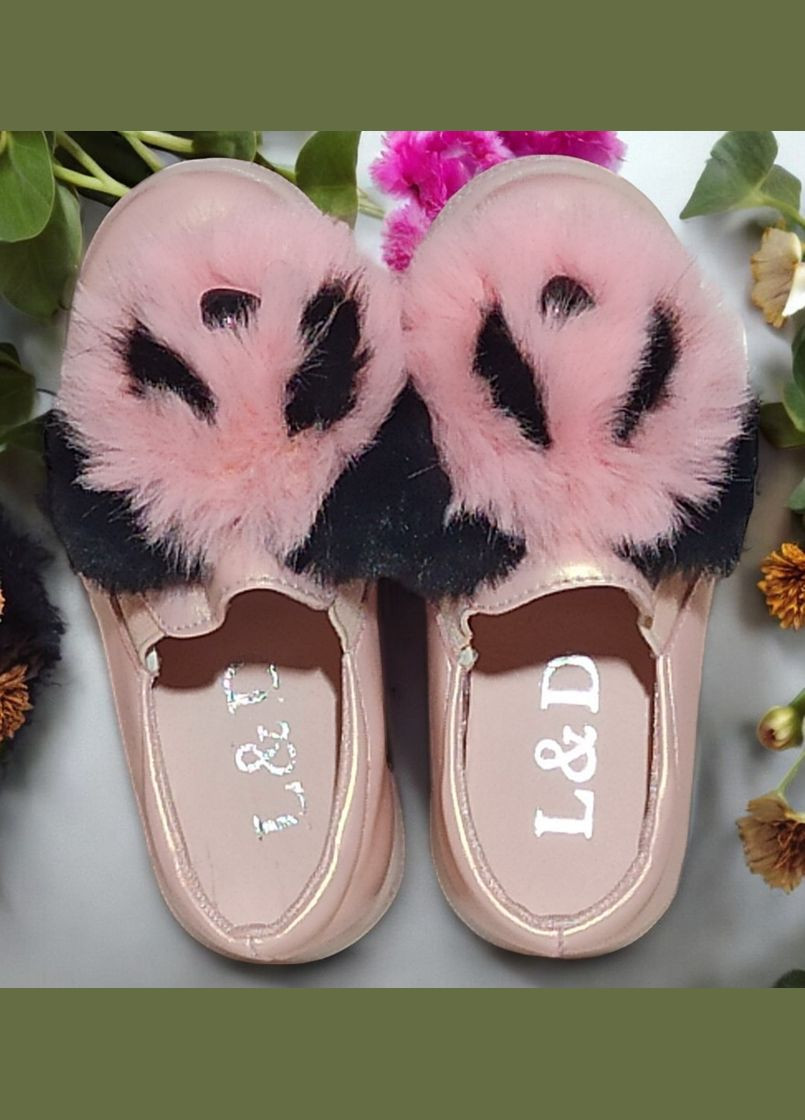 Рожеві осінні кросівки пухнасті з мордочкою для дівчинки 89110 рожеві L&D