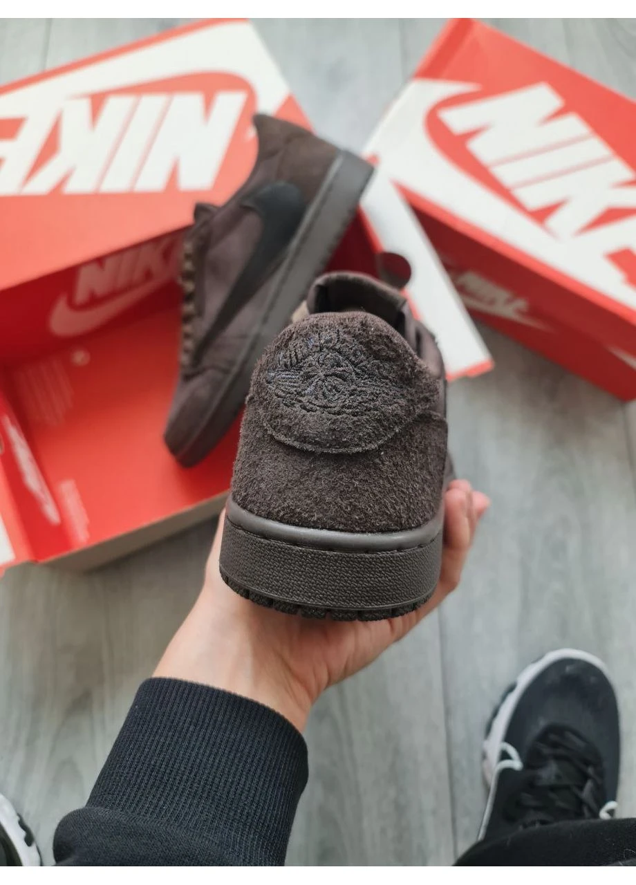 Коричневі літні кросівки nike air jordan 1 retro low og sp travis scott velvet brown найк аір джордан коричневі No Brand