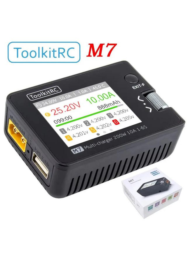 Зарядний пристрій M7 200W 10A 1–6S для FPV акумуляторів ToolKitRC (369176374)