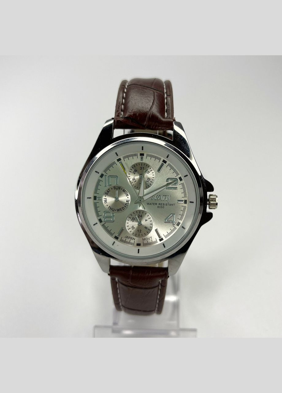 Часы наручные NARY Мужские арабские цифры метки механизм кварцевый ремешок Эко-кожа Коричневый Geneva (316660106)