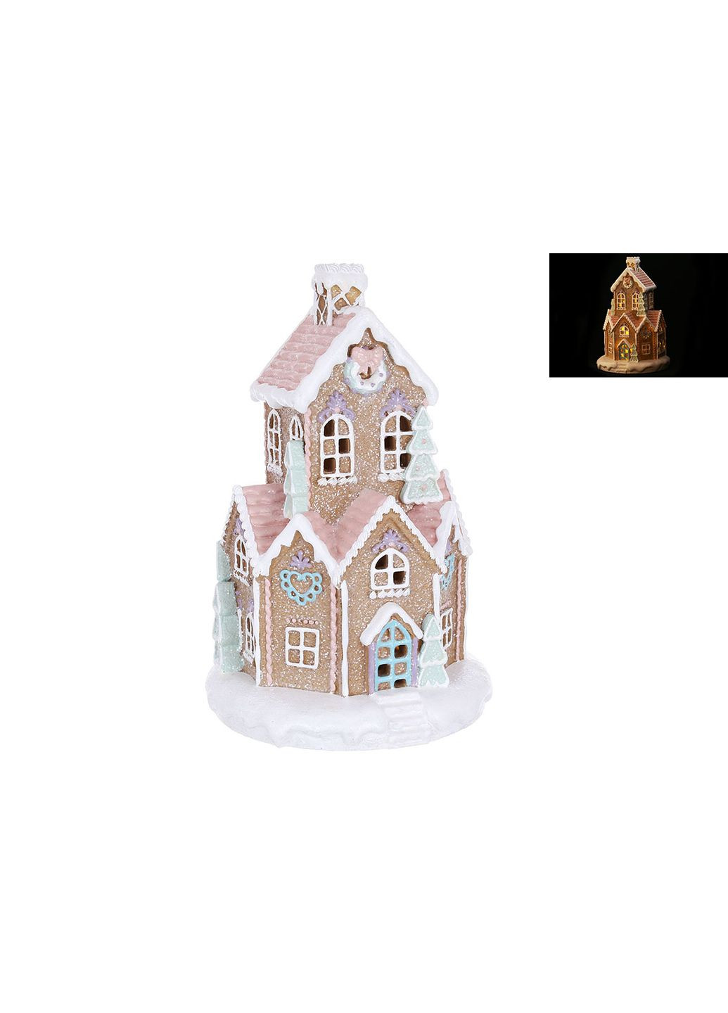 Декор из полистоуна с LED подсветкой Пряничный Домик 20*20*32см No Brand (306433218)