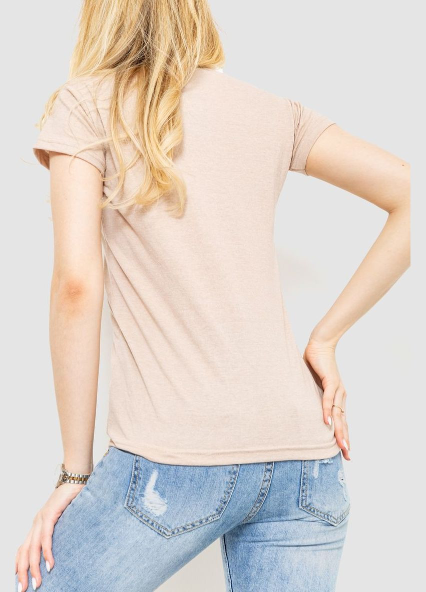 Бежевая демисезон футболка женская с принтом, цвет бежевый, Ager