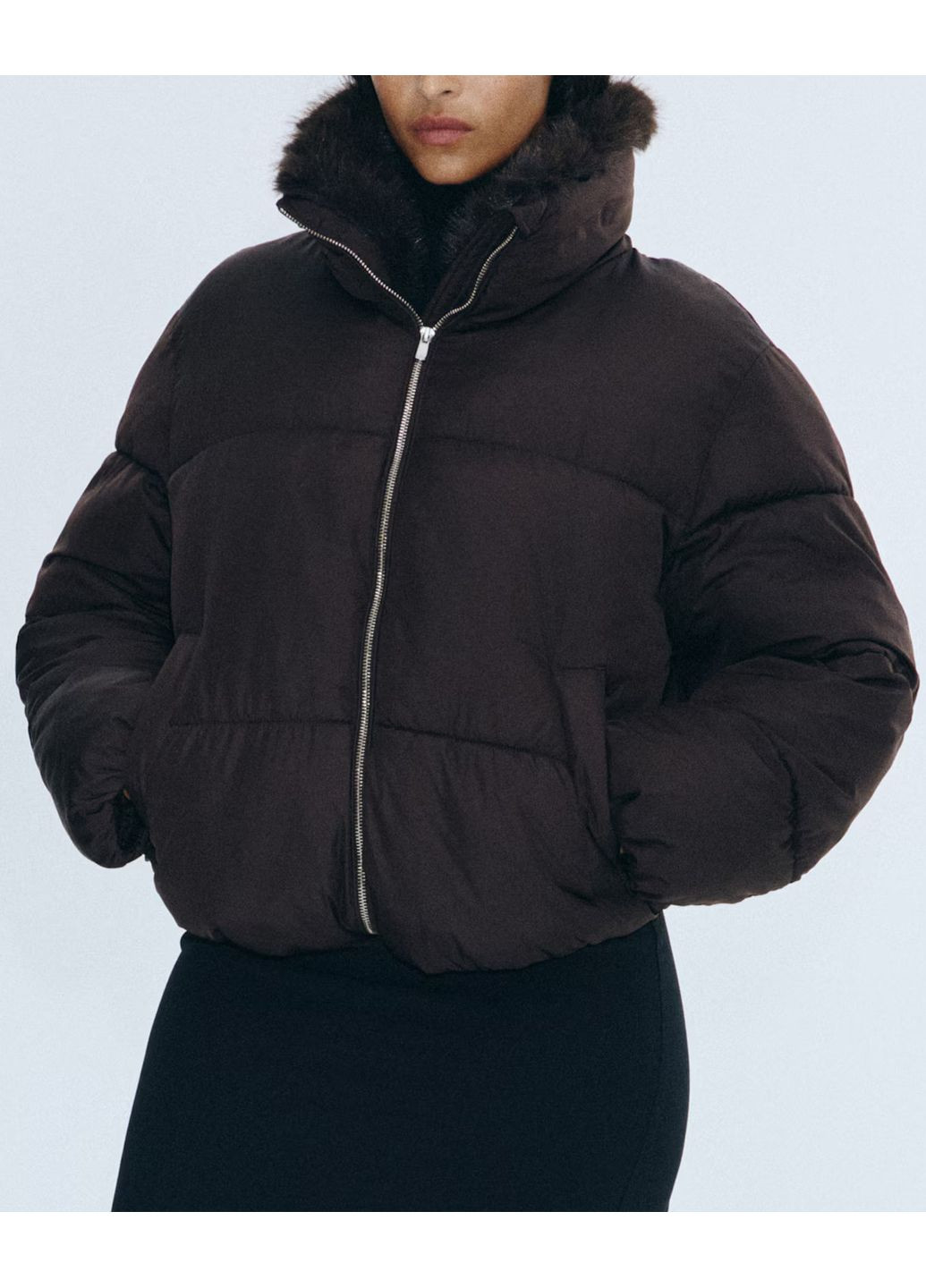 Темно-коричнева зимня куртка H&M