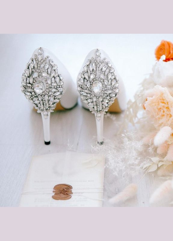 No Brand Весільні атласні туфлі з камінцями білий з текстиль, — літо (300578224)