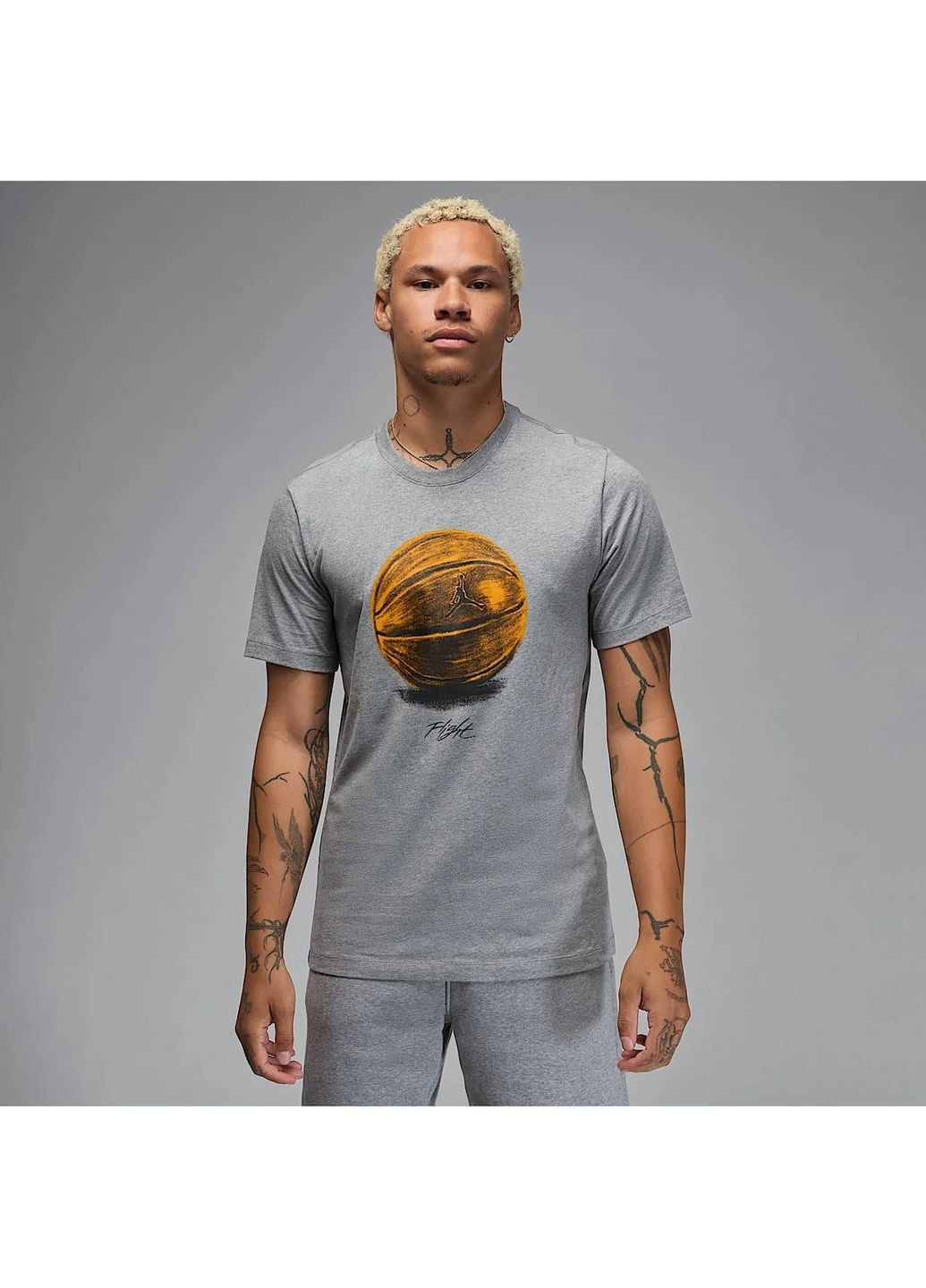 Сіра футболка чоловіча bball ss crew grey Air Jordan