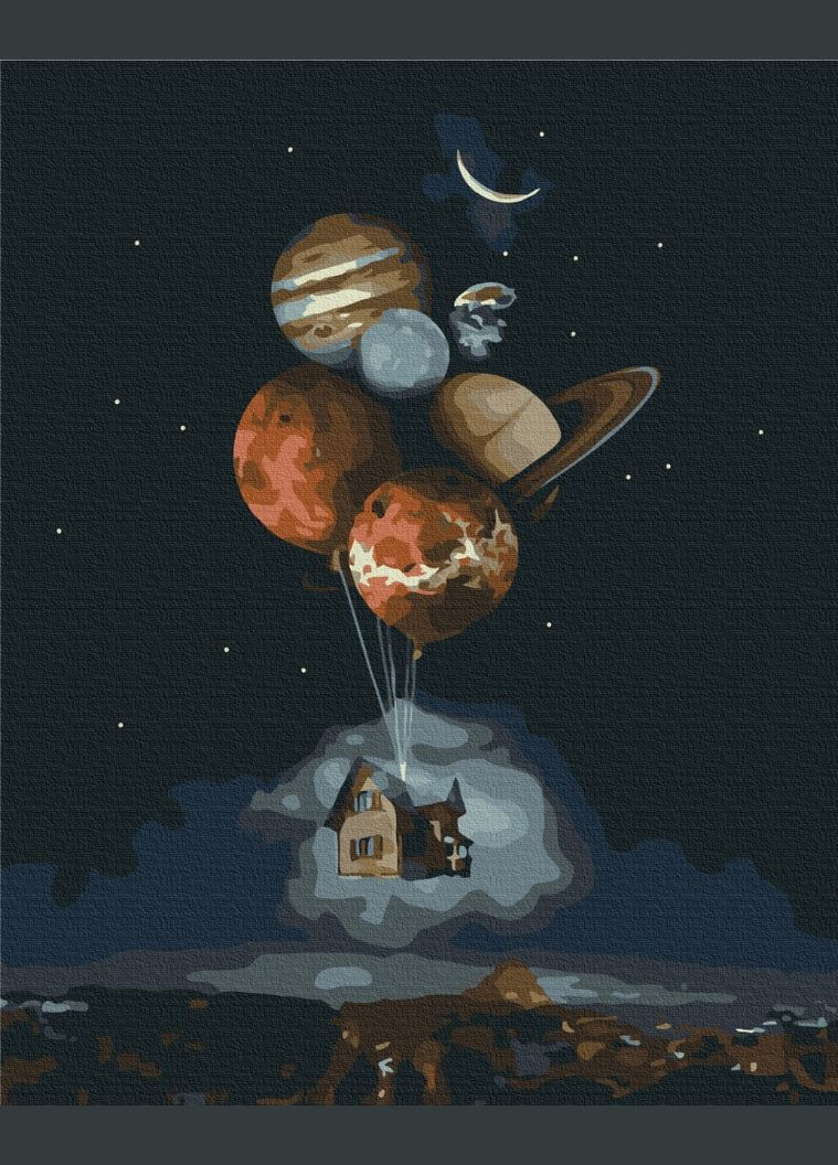 Картина космос по номерам 40х50 Картина по цифрам на холсте Дом в стратосфере Картины роспись по номерам BS41119 Brushme (308988352)