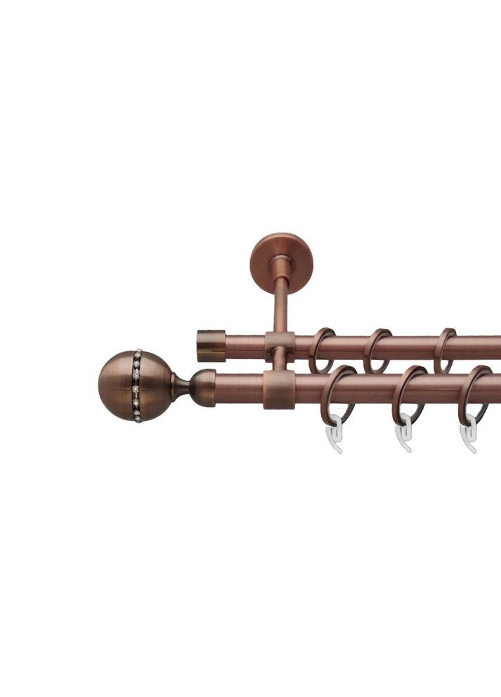 Карниз Кортеза металевий дворядний закритий гладка труба Мідь 19\16 мм 200 см (6938800) ORVIT (300799720)