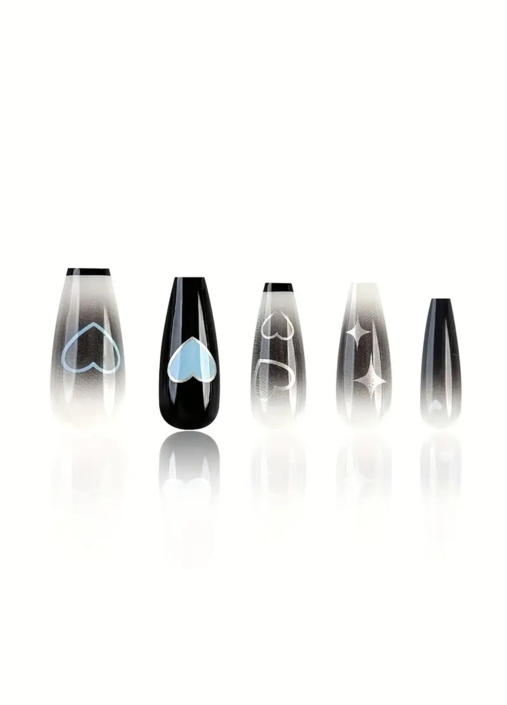 Накладные ногти в комплекте со скотчем для приклеивания - Blue Heart Nails (296568693)