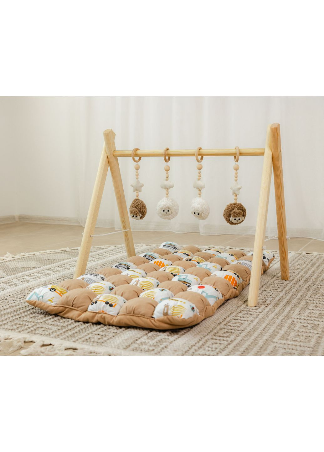 Мобіль дитячий підлоговий Бебі Джим XRMASTER Пухнасті овечки з матрациком Машинки No Brand (350313834)