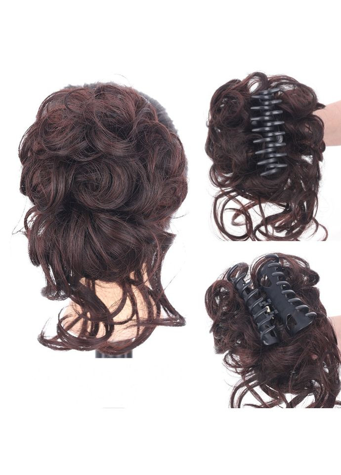 Шиньон пучок хвост волосы на заколке крабе Каштановый No Brand (367580931)