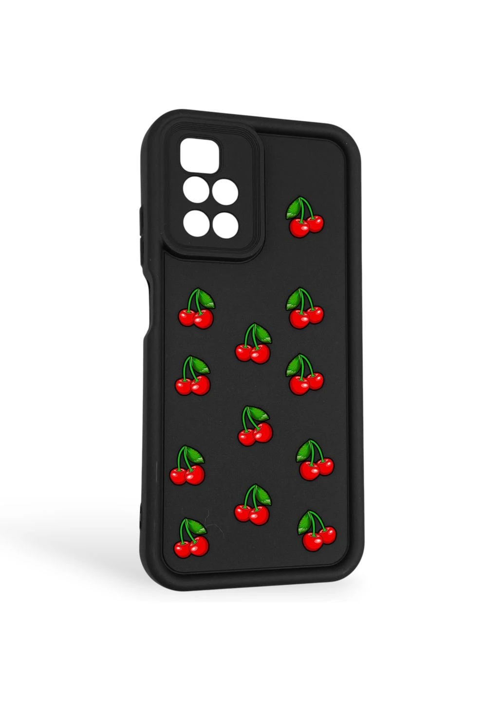 Чохол силіконовий оригінальний Soft Touch з 3D принтом вишеньки для Redmi 10 чорний (Повний захист камери) Xiaomi (378970252)