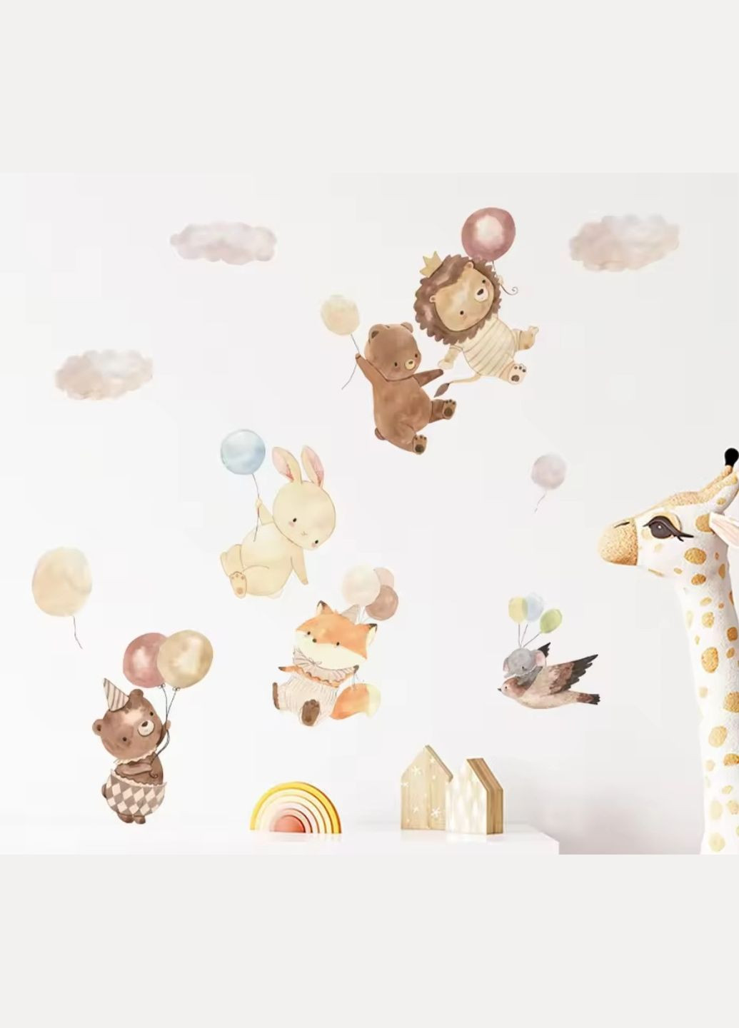 Наклейка на стену Звери с воздушными шариками (лист 28 х 70 см) Б146-18 SL3583A BRUP (327878790)