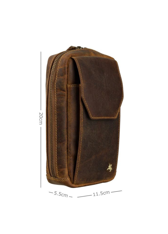 Кожаная сумка-чехол панч из винтажной кожи Alex S45 Oil Tan Visconti (303831883)