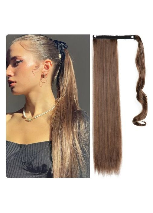 Шиньон коричневый прямой хвост русый на липучке No Brand (355802125)