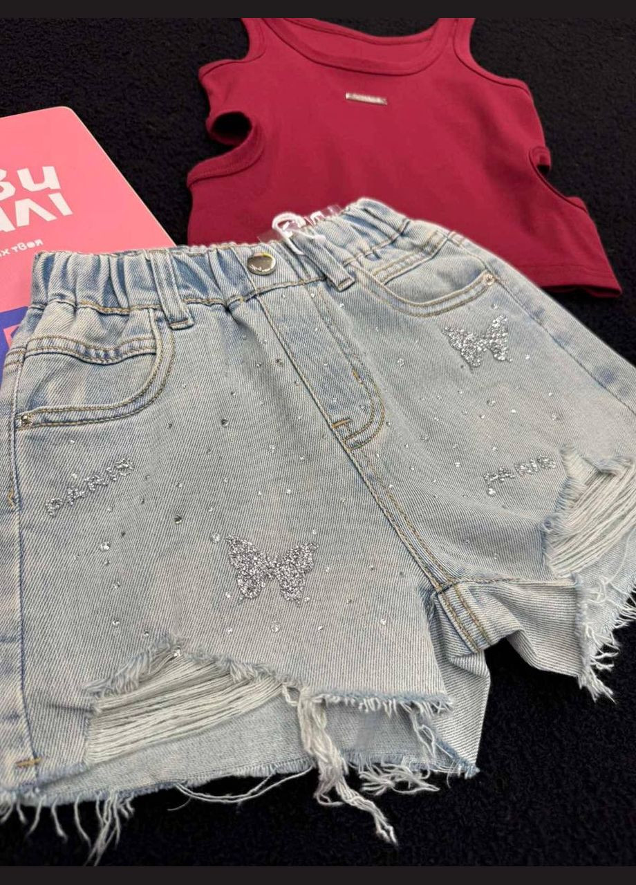 Шорты джинсовые с камешками девственниц. 7350 Yalisi (340401564)