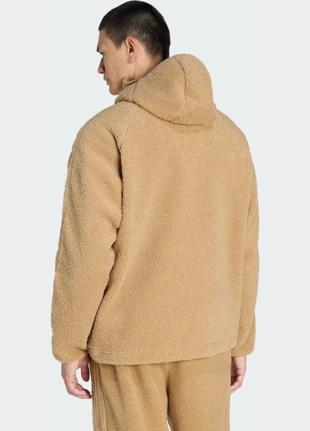 Коричневая демисезонная худи borg fleece teamgeist 1/4 zip adidas