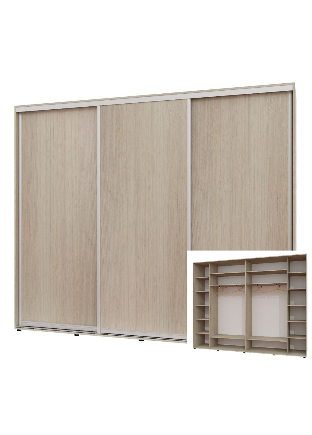 Шафа-купе тридверна 300*45*230 см Дуб Шамоні світлий 3 двері ДСП Люкс-147 Алекса (360439969)