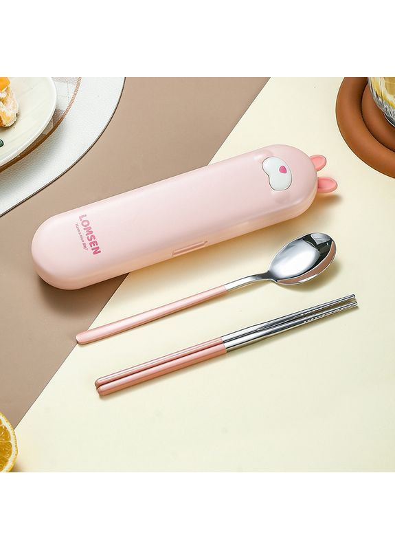 Набор столовых приборов в футляре - ложка и палочки Asian Kawaii, розовый More (369156988)